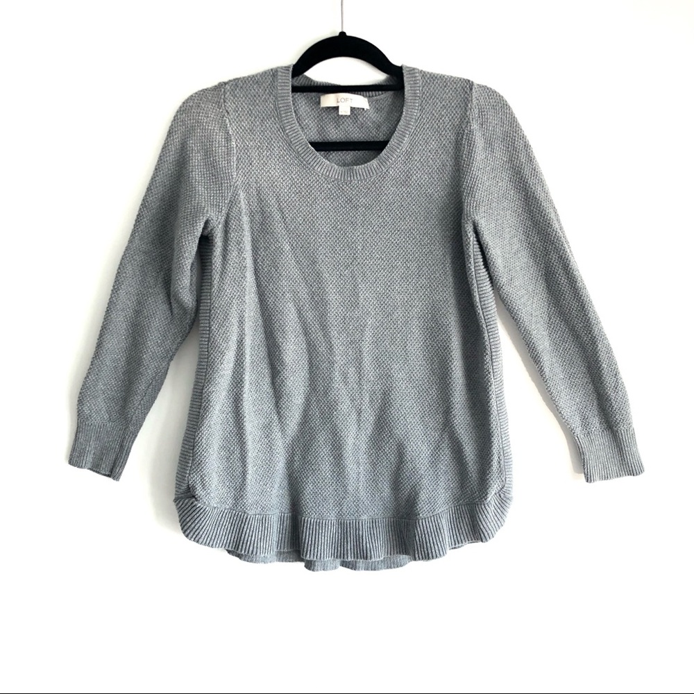 Ann Taylor LOFT Gray Knit Cotton Sweater M